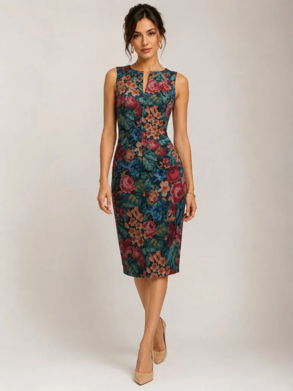 Phase 8 Sleeveless Floral Midi Floral Dress - Picture 1 of 16